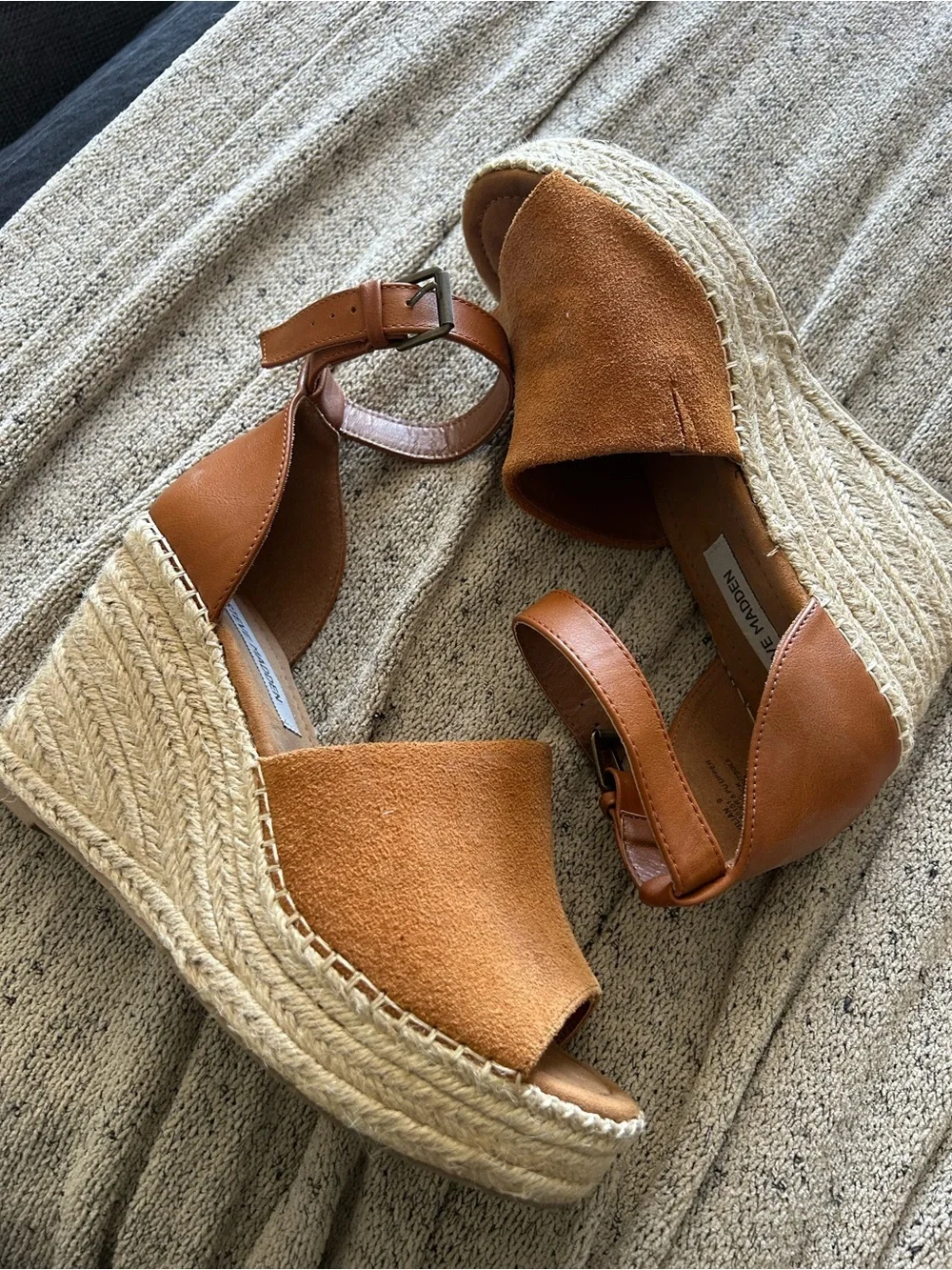 Steve Madden Camel Espadrille Wedge Sandals with Ankle Strap